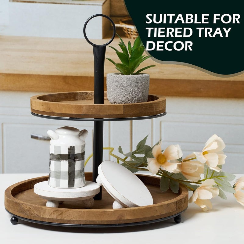 DD DEFINED DECO Defined Deco Mini risers for display,Wood Risers for Decor,Small 4”Round Wooden Riser, Farmhouse Wood Riser, Rustic Pedestal Display Stand,Display Risers for Tiered Tray Decor(Set of 2,White) - Image 3